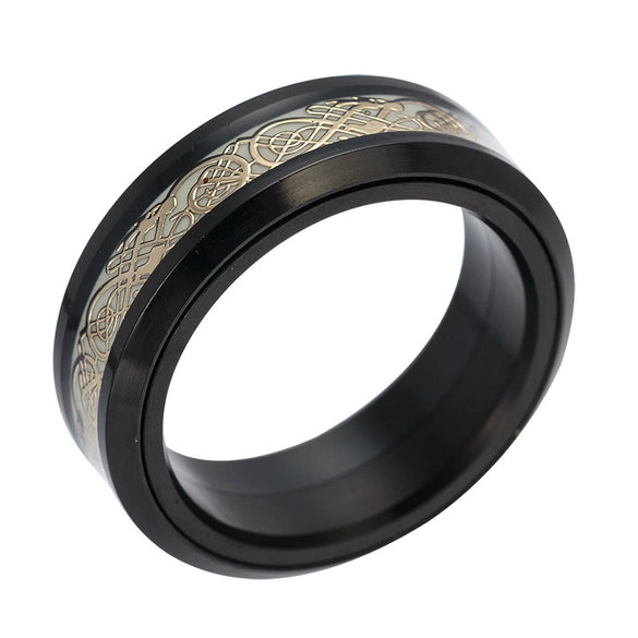 Rotating Luminous Dragon Ring Jewelry Titanium Steel Electroplating Unisex With Letters Numbers Text Pattern