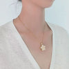 Rotating Ring And Necklace Suit Pearl Copper Geometric Plant Flowers Electroplated For Women