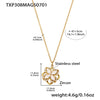 Rotating Super Flash Zircon Fourpetal Flower Jewelry Set In Titanium Steel With Electroplating For Women
