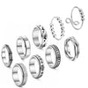 Rotating Titanium Steel Frosted Geometric Ring For Couples With Polish Finish