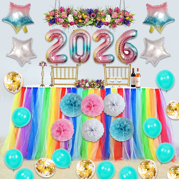 Round Aluminum Foil New Year Balloons Party Decoration Set Festive Celebration Balloon Arrangement