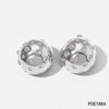 Round Ball Round Stud Earrings In Titanium Steel With Geometric Pattern And Electroplating