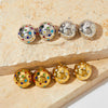 Round Ball Round Stud Earrings In Titanium Steel With Geometric Pattern And Electroplating