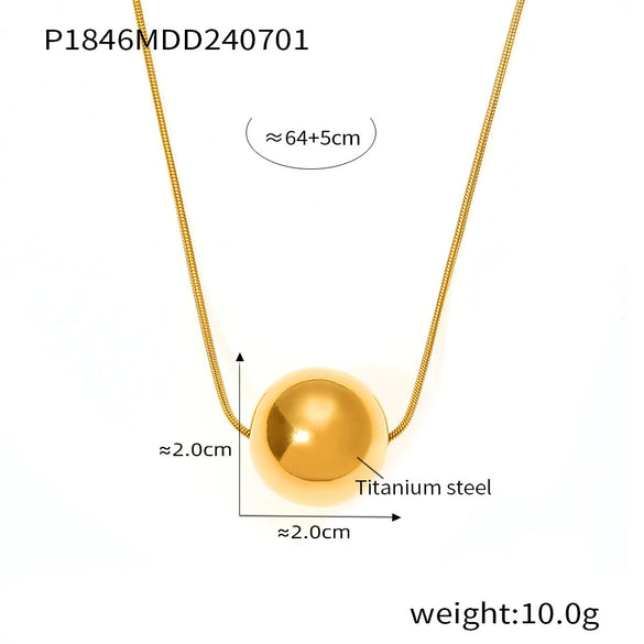 Round Ball Three Dimensional Pendant Clavicle Chain For Women Titanium Steel With 18K Gold Plated Electroplating Geometric Pattern Light Luxury Jewelry