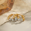 Round Bead Beaded Gold And Silver Color Matching Geometric Stainless Steel Earrings With Electroplating For Women