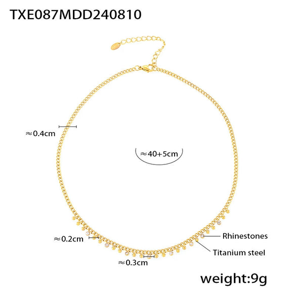 Round Bead Spacer Diamond Tassel Necklace And Niche Bracelet Titanium Steel 18K True Gold Plated