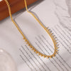 Round Bead Spacer Diamond Tassel Necklace And Niche Bracelet Titanium Steel 18K True Gold Plated