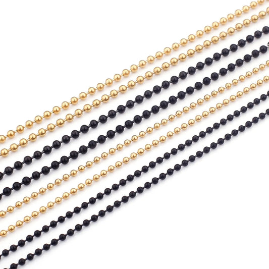 Round Bead Titanium Steel Chain Necklace Multi-specification Chain Stainless Steel Chain Wholesale