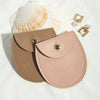 Round Bottom Pu Leather Snap Flip Bag For Jewelry Earrings Storage With Embossing