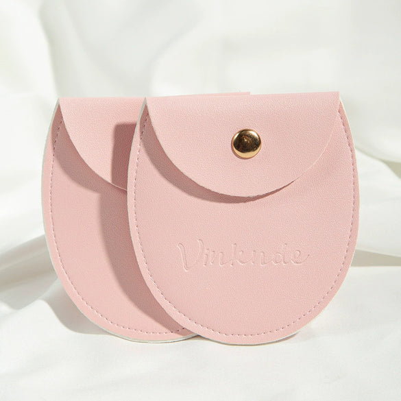 Round Bottom Pu Leather Snap Flip Bag For Jewelry Earrings Storage With Embossing