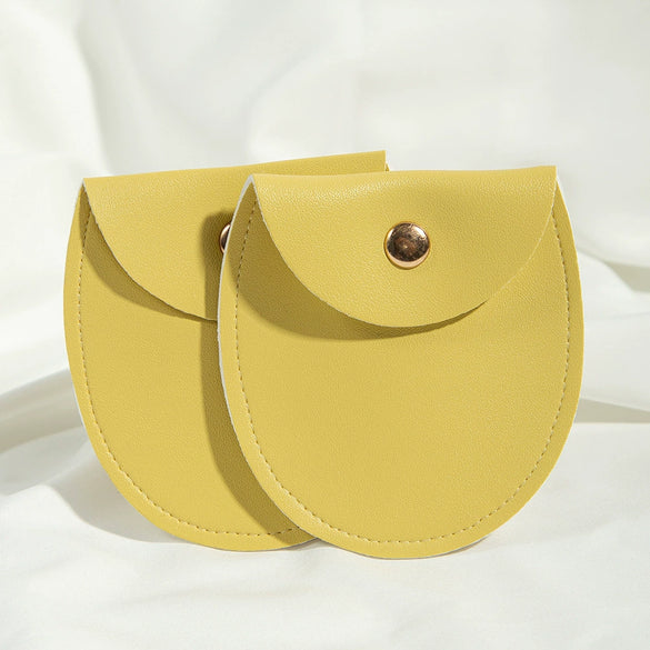 Round Bottom Pu Leather Snap Flip Bag For Jewelry Earrings Storage With Embossing