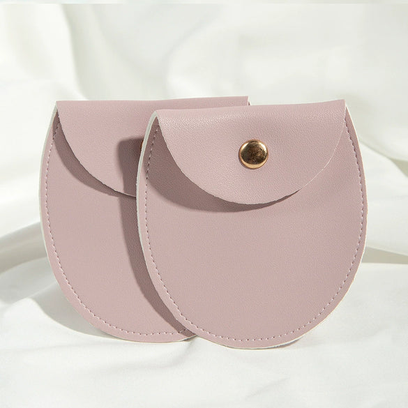 Round Bottom Pu Leather Snap Flip Bag For Jewelry Earrings Storage With Embossing