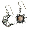 Round Chrysanthemum Bohemian Vintage Sun Moon Earrings Alloy Electroplated Moonstone Asymmetric