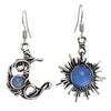 Round Chrysanthemum Bohemian Vintage Sun Moon Earrings Alloy Electroplated Moonstone Asymmetric