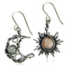 Round Chrysanthemum Bohemian Vintage Sun Moon Earrings Alloy Electroplated Moonstone Asymmetric
