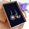 Round Chrysanthemum Bohemian Vintage Sun Moon Earrings Alloy Electroplated Moonstone Asymmetric