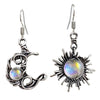 Round Chrysanthemum Bohemian Vintage Sun Moon Earrings Alloy Electroplated Moonstone Asymmetric