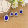 Round Chrysanthemum Four Leaf Clover Titanium Steel Jewelry Set With Gemstone Inlaid And Electroplated For Women