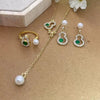 Round Chrysanthemum Four Leaf Clover Titanium Steel Jewelry Set With Gemstone Inlaid And Electroplated For Women