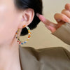 Round Crystal Wrap Earrings Silver Needle Metal Hand Knitting