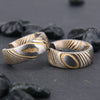 Round Geometric Gold Electroplated Damascus Steel Earrings With Stainless Steel Ear Needles Minimalist Unisex Jewelry