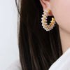 Round Geometric Titanium Steel Beading Earrings For Women With Electroplating Treatment Bohemian Style
