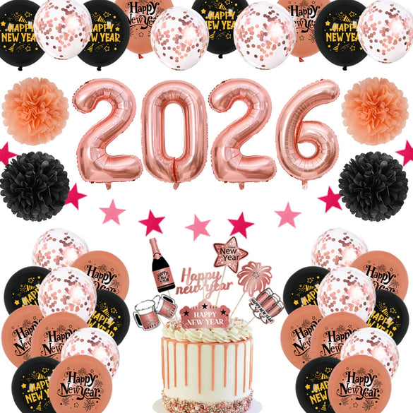 Round Latex New Year Balloon Ornament Party Decoration In Gold Silver And Rose Gold