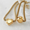 Round Mesh Chain Hollow Heart Ball Pendant Necklace For Girls Stainless Steel Electroplated Jewelry
