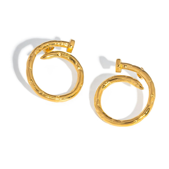 Round Nail Earrings Stainless Steel Jewelry With Personality Design Pvd Furnace Vacuum Real Gold Plated