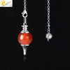 Round Natural Stone Pendant Polished White Crystal Amethyst Rose Quartz Multicolor Pendulum Jewelry With Copper Accessories