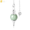 Round Natural Stone Pendant Polished White Crystal Amethyst Rose Quartz Multicolor Pendulum Jewelry With Copper Accessories