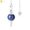 Round Natural Stone Pendant Polished White Crystal Amethyst Rose Quartz Multicolor Pendulum Jewelry With Copper Accessories