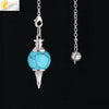 Round Natural Stone Pendant Polished White Crystal Amethyst Rose Quartz Multicolor Pendulum Jewelry With Copper Accessories