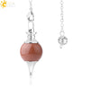 Round Natural Stone Pendant Polished White Crystal Amethyst Rose Quartz Multicolor Pendulum Jewelry With Copper Accessories
