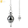 Round Natural Stone Pendant Polished White Crystal Amethyst Rose Quartz Multicolor Pendulum Jewelry With Copper Accessories