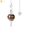 Round Natural Stone Pendant Polished White Crystal Amethyst Rose Quartz Multicolor Pendulum Jewelry With Copper Accessories