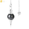 Round Natural Stone Pendant Polished White Crystal Amethyst Rose Quartz Multicolor Pendulum Jewelry With Copper Accessories