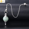 Round Natural Stone Pendant Polished White Crystal Amethyst Rose Quartz Multicolor Pendulum Jewelry With Copper Accessories