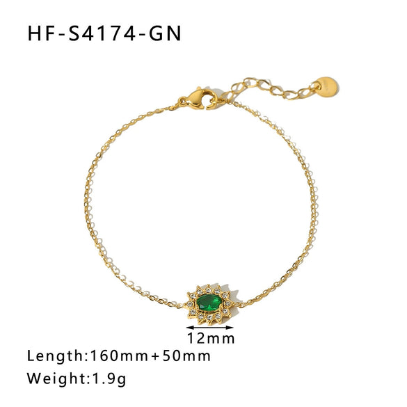Round Square Sunflower Heart Geometric Stainless Steel 18K Light Luxury Women's Bracelet