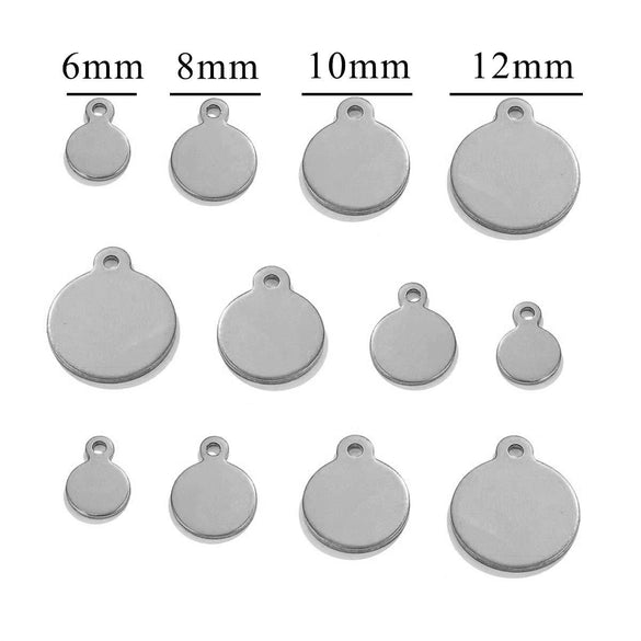 Round Stainless Steel Hangtag Diy Jewelry Accessories Pendant For Necklace And Bracelet