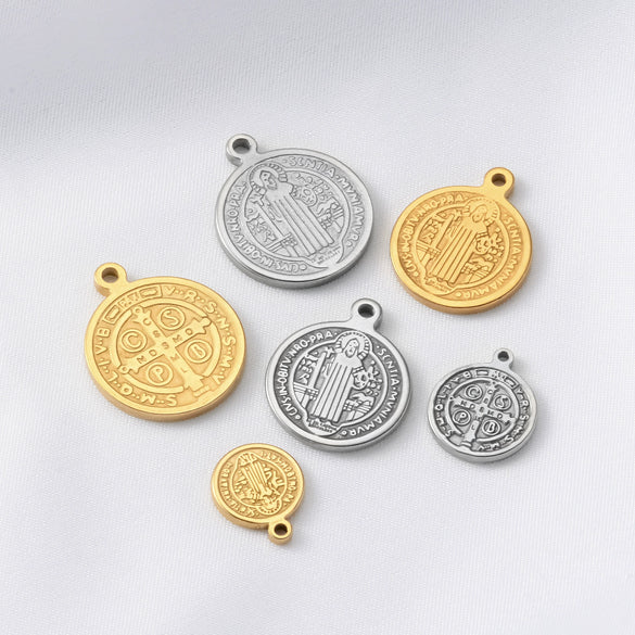 Round Stainless Steel Retro Stereo Handmade Diy Jewelry Pendants With Electroplating