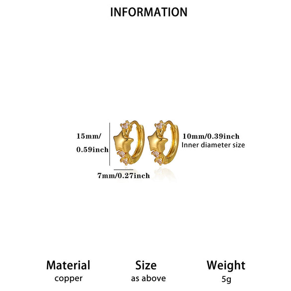 Round Teardrop Rhinestone Hoop Earrings In Gold Plated Copper Minimalist Geometric Jewelry For Women And Unisex Wear
