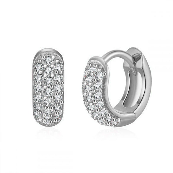 Round Zircon Microinlay Copper Gold Plated Earrings