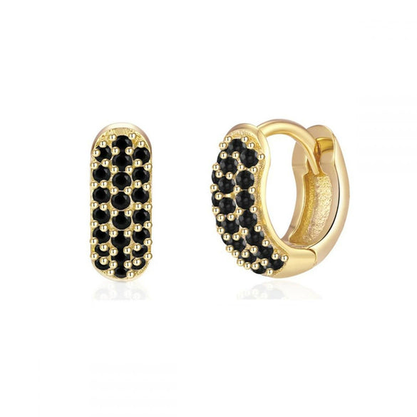 Round Zircon Microinlay Copper Gold Plated Earrings