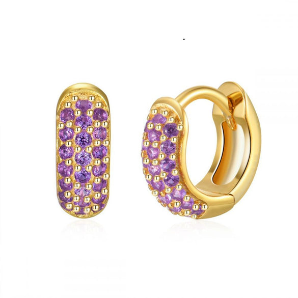 Round Zircon Microinlay Copper Gold Plated Earrings