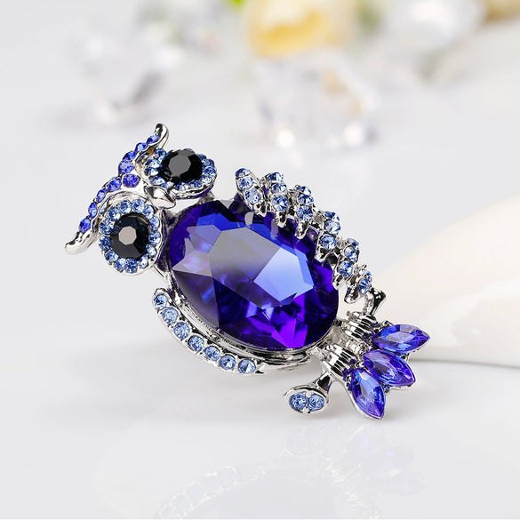 Royal Blue Alloy Owl Brooch Electroplated Zodiac Animal Pin For Women's Clothing Accessories