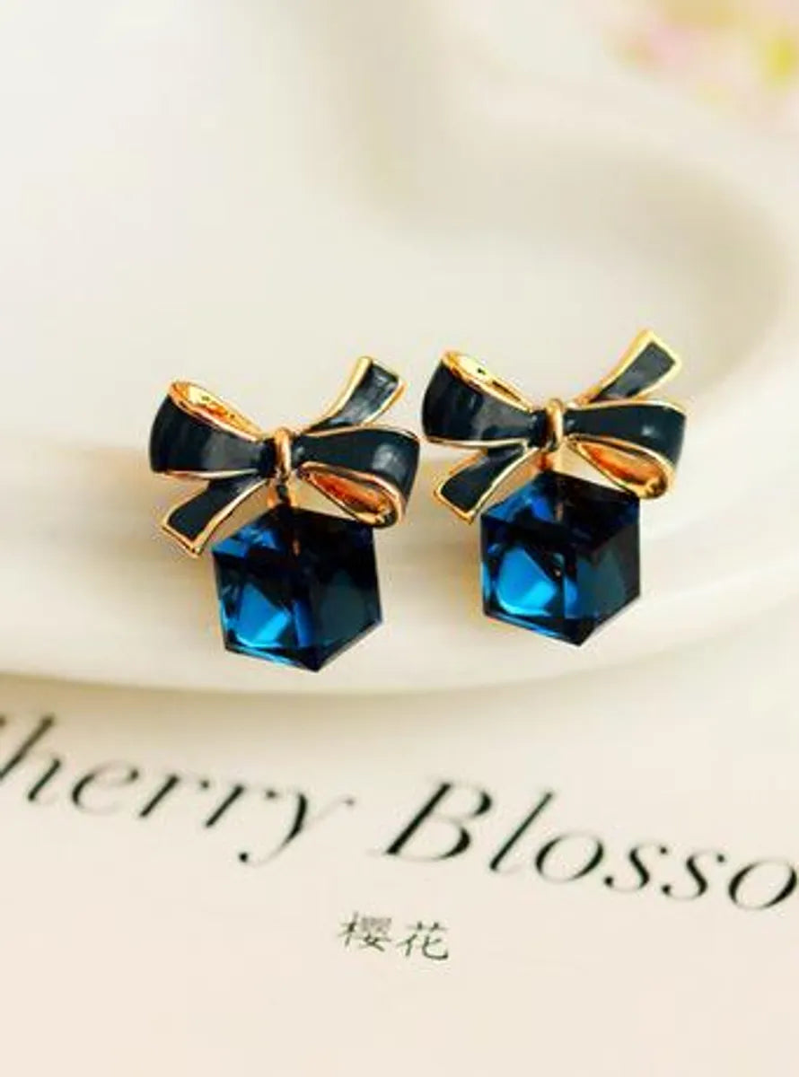 Rubik Cube Box Bow Earrings Hypoallergenic Earrings Wholesale Crystal