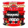 Rugby Bracelet Multilayered Stacked Fivepointed Star Letter Soft Pottery Friendship Elastic Beaded Handmade Geometric Polymer Alloy Acrylic Bracelet Unisex