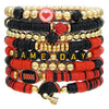 Rugby Bracelet Multilayered Stacked Fivepointed Star Letter Soft Pottery Friendship Elastic Beaded Handmade Geometric Polymer Alloy Acrylic Bracelet Unisex