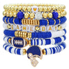 Rugby Bracelet Multilayered Stacked Fivepointed Star Letter Soft Pottery Friendship Elastic Beaded Handmade Geometric Polymer Alloy Acrylic Bracelet Unisex